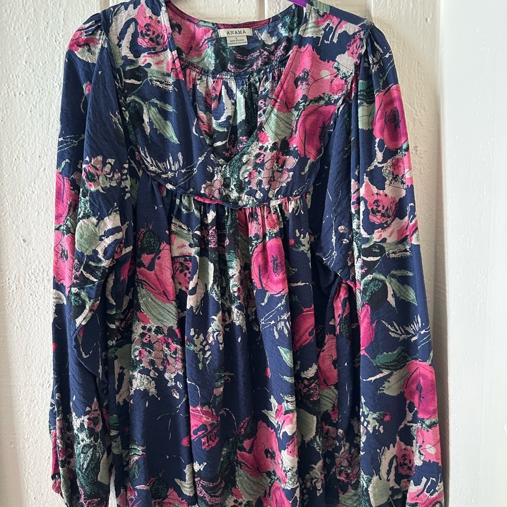 WOW PERFECT ANTHROPOLOGIE ANAMA COLLAB FLORAL BLOUSE TOP L
